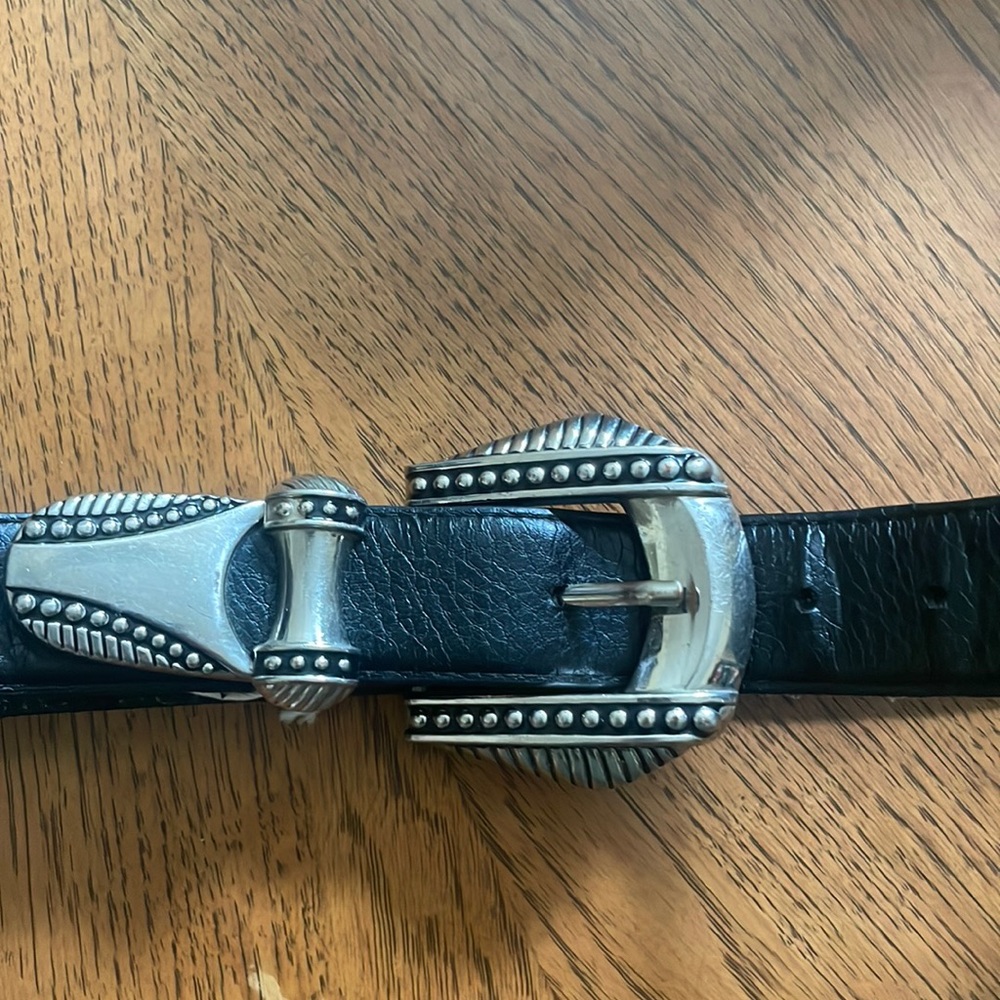 Black Silver Chrome Vintage Stud Black Belt